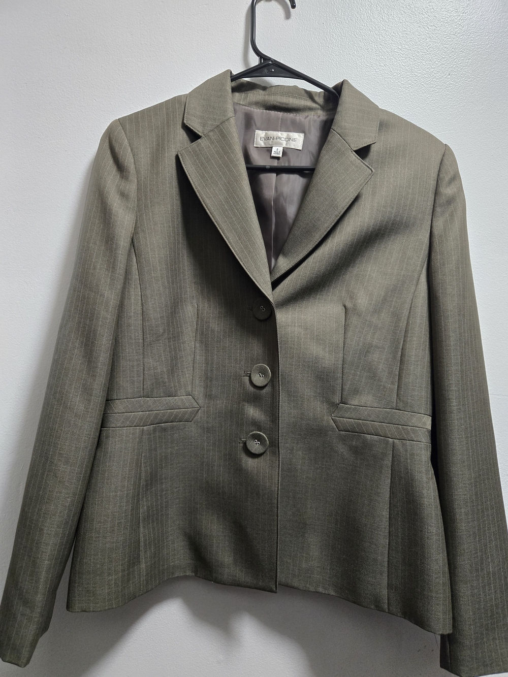 Evan Picone Olive Pinstripe Women's Blazer